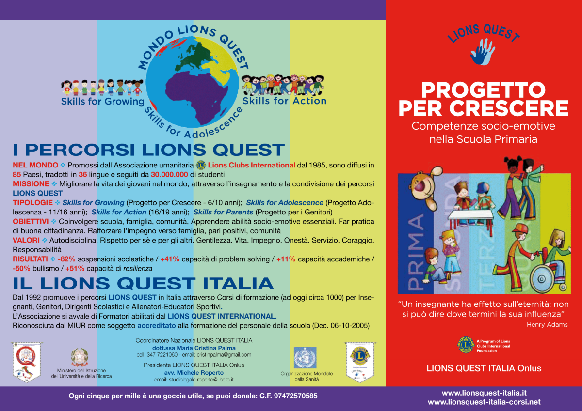 Corso di Formazione Lions Quest “Progetto per Crescere” rivolto agli insegnati alla Scuola Primaria