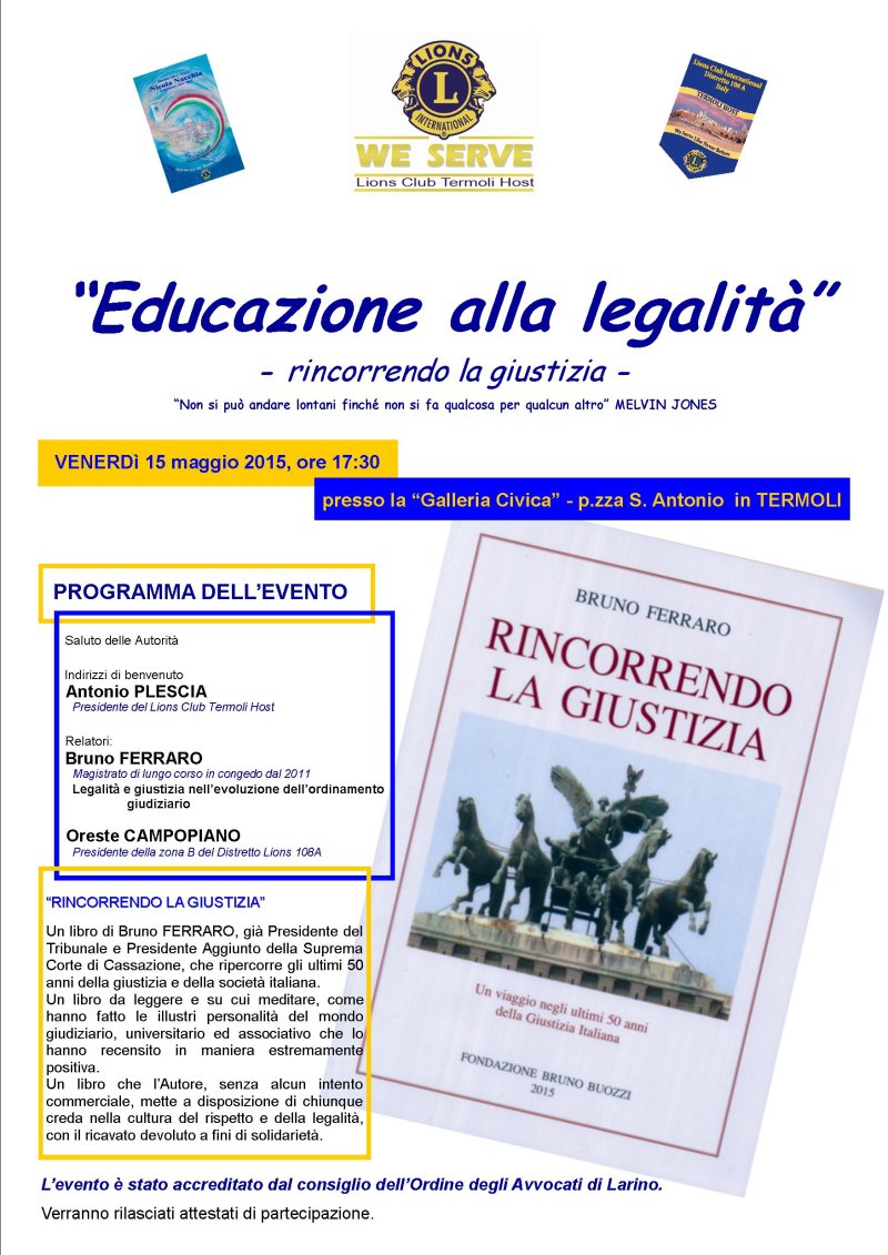 Educazione alla legalità – rincorrendo la giustizia 15 maggio 2015