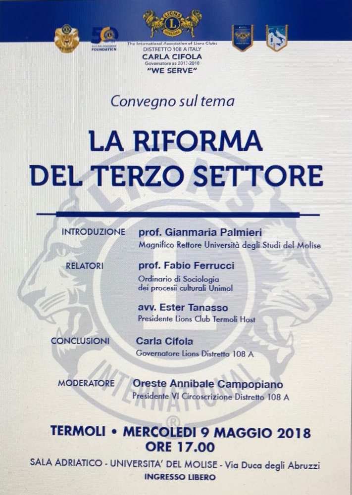 Convegno sulla Riforma del Terzo Settore organizzato dal Distretto 108A