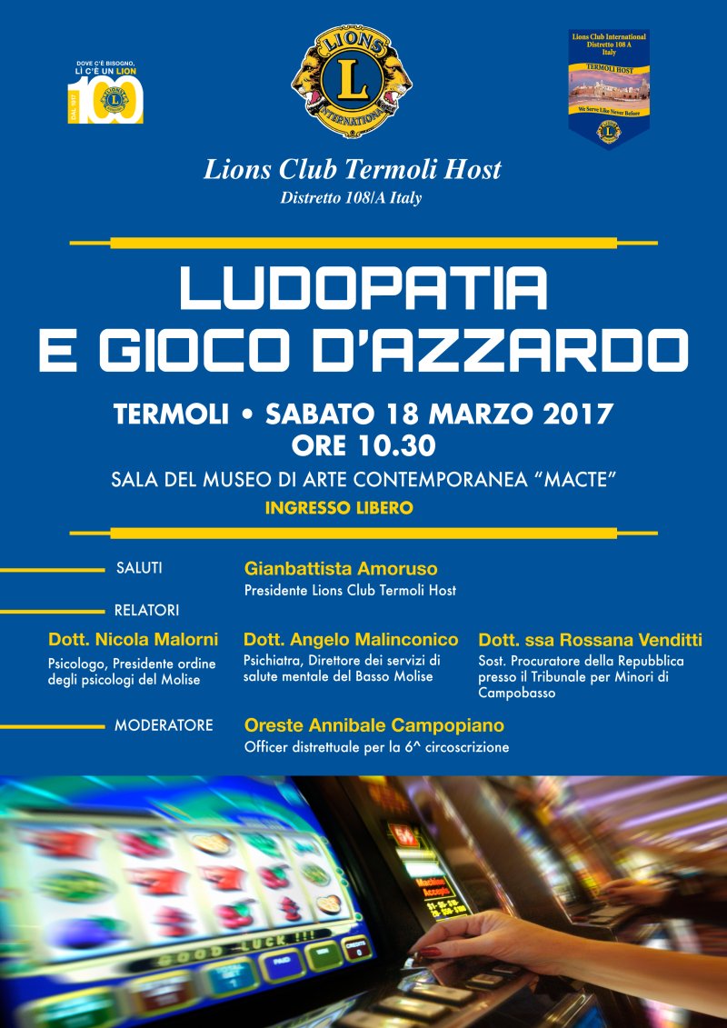 Convegno sulla Ludopatia e il Gioco d’Azzardo del Lions Club Termoli Host