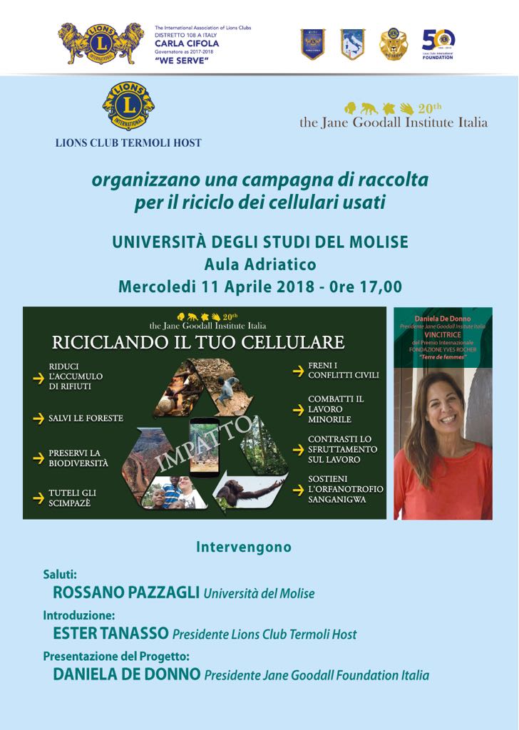 Campagna di raccolta per il riciclo dei cellulari e degli smartphone usati del Lions Club “Termoli Host”